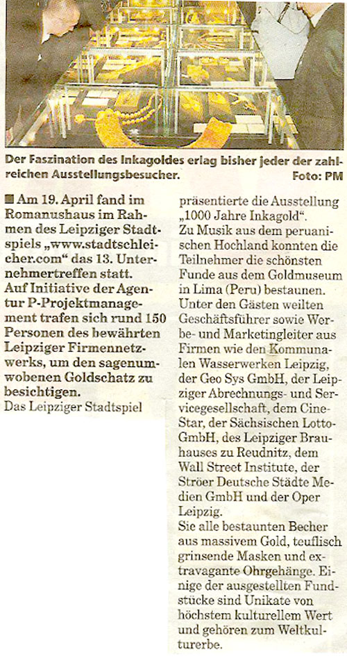 Inkagold Ausstellung